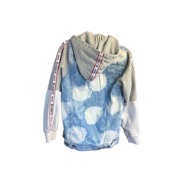 Track 23 Womans distressed Hoodie denim jacket Sz M - Picture 2 of 7